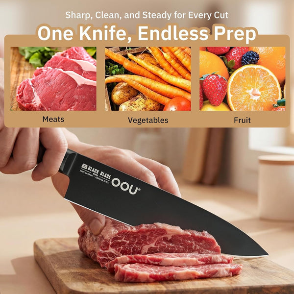 ® Black Blade 8 Inch Chef Knife with Agshield™ & Cerablack™ Technology, Rust-Resistant & Easy-Clean Finish, High Carbon Stainless Steel for Meat & Vegetables6