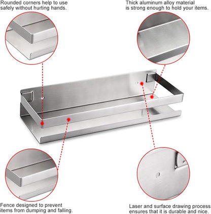 12 Inch Bathroom Shower Shelf Stainless Steel Wall Shower Caddy Rack5