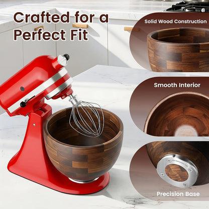 Wood Mixing Bowl Compatible with Kitchenaid 4.5 & 5 Qt Tilt-Head5