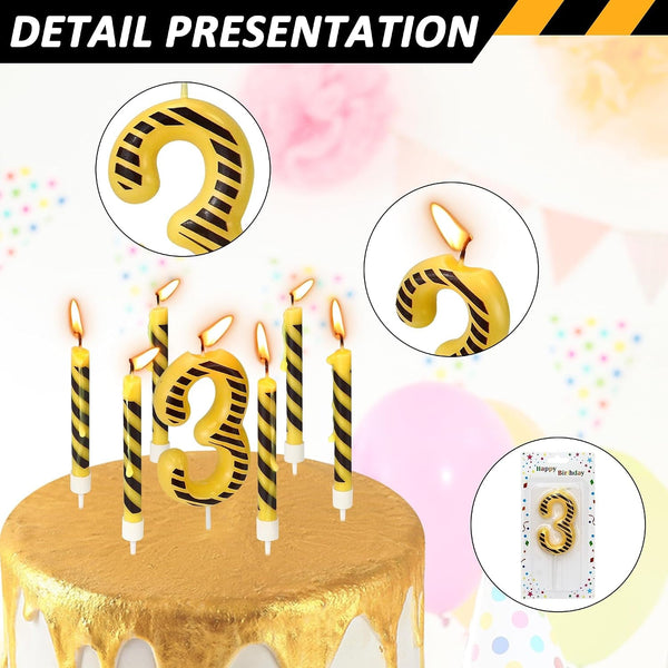 12 Pcs Construction Birthday Candles, 3Rd Construction Cake Topper3