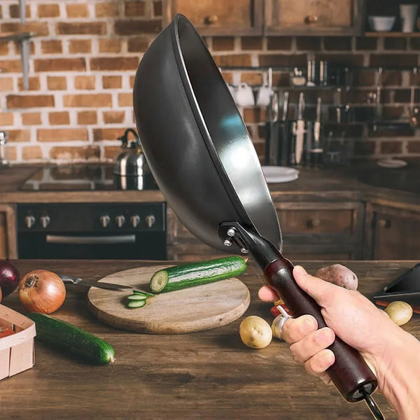 Cast Iron Wok 12.6 Inch Flat Bottom, Pre-Seasoned Chinese Fry Pan with Wooden Handle, Non Stick Coating Free for Gas Induction Electric Stovetops4