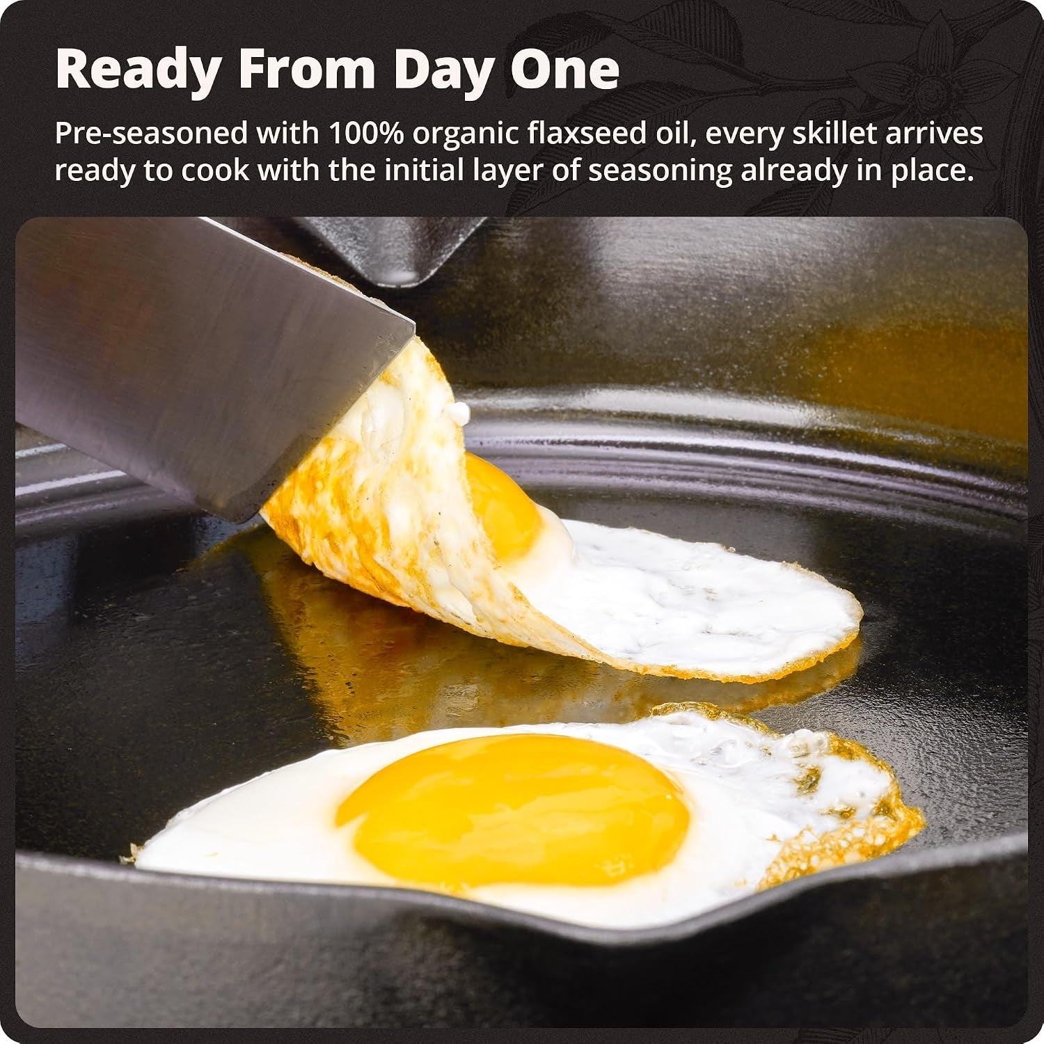 12-cast-iron-skillet-smooth-surface-nonstick-like-release-polished-precision-milled-100-organic-flaxseed-oil-no-synthetic-coating-oven-grill-induction-ready-pre-seasoned