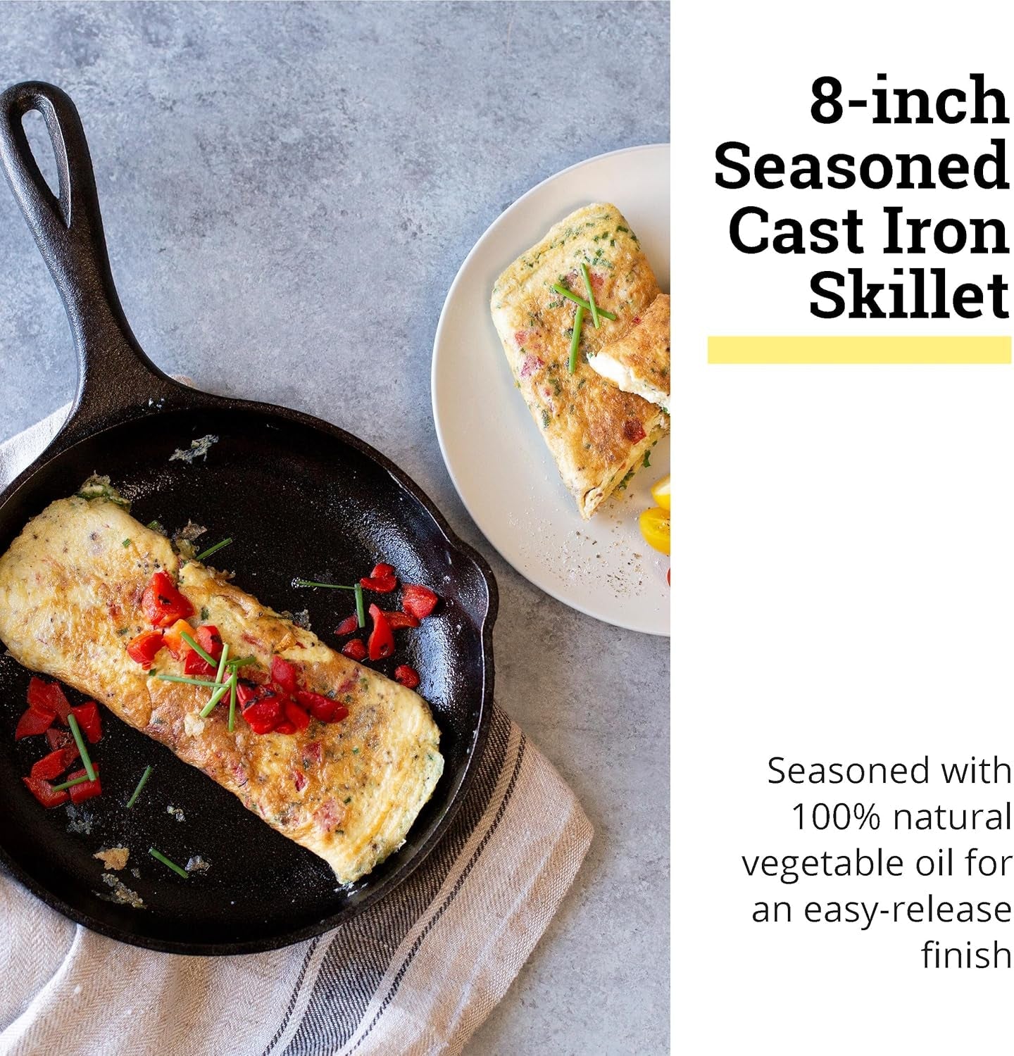 8-cast-iron-skillet-chef-collection-perfect-sear-ergonomic-handles-superior-heat-retention-cast-iron-cookware-skillet