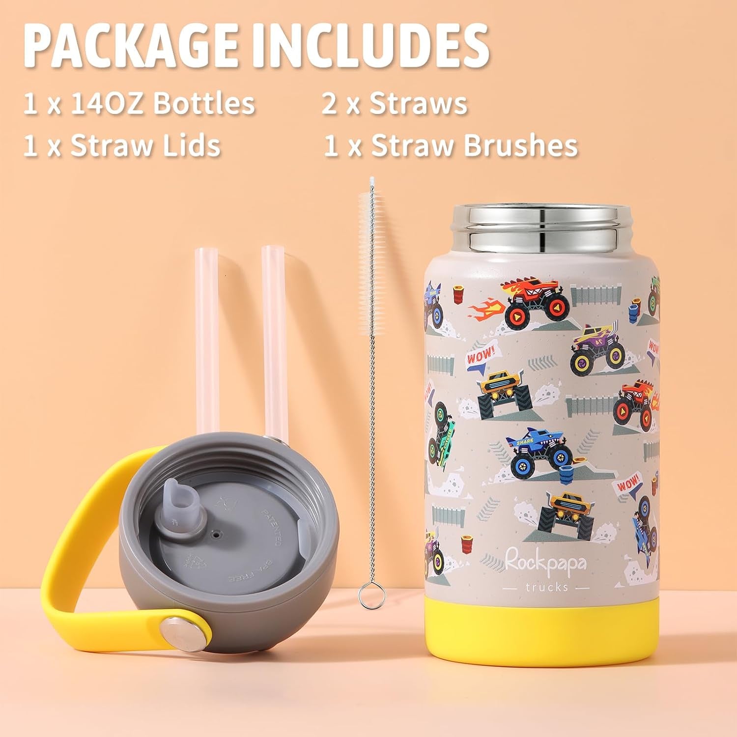 14oz-kids-stainless-steel-water-bottle-with-straws-trucks