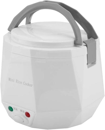 Electric Rice Cooker Portable Electric Car Truck Food Steamer Mini Travel Rice Cooker 12V 100W 1.3 L Portable Meal Heater Food Warmer(White)6