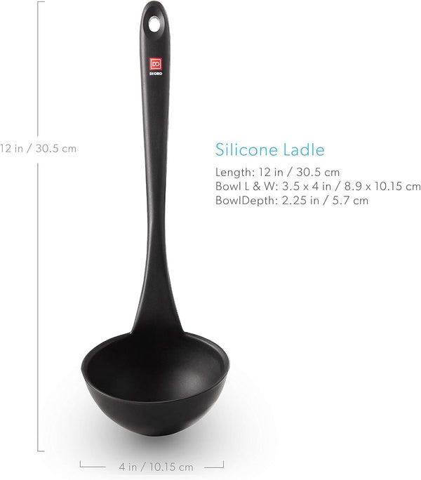 DI ORO Silicone Ladle - Soup & Serving, 600F Heat Resistant, Black5