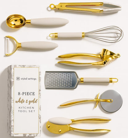 White & Gold Cooking Utensils Set, 8-Piece1
