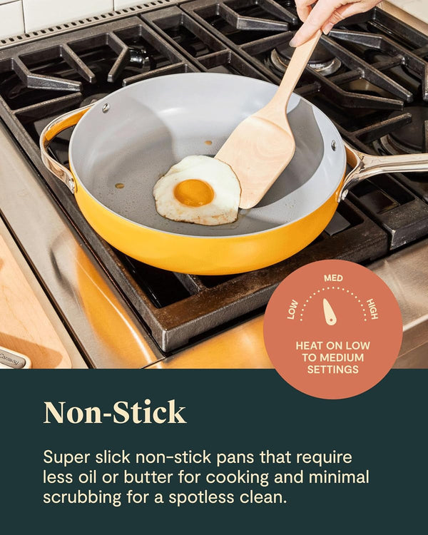 Caraway 12-Piece Non-Stick Ceramic Cookware Set | Pots, Pans, Lids and Kitchen Storage, PFAS and PFOA Free, Oven Safe Pan Set and Compatible with All Stovetops, Cream5