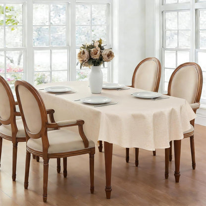 Oval Tablecloth 60 X 84 Inches Faux Linen Water Resistant6