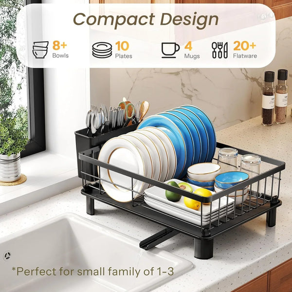 Dish Drying Rack for Small Kitchen Counter, 11" W X 15" L, Black3