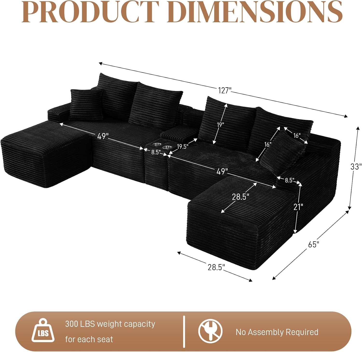 127-u-shaped-cloud-couch-modular-sectional-sofa-comfy-fluffy-corduroy-black-boneless-sectional-couches-for-living-room-modern-cloud-sofas-with-cup-holders-usb-port-balck