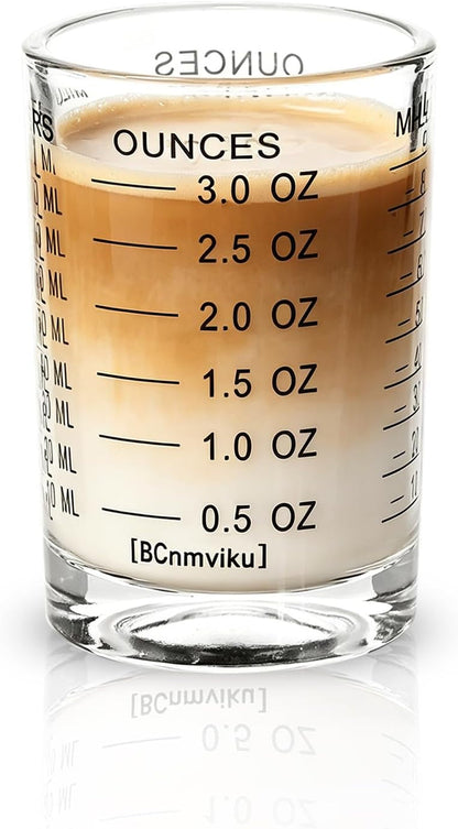 Shot Glass Measuring Cup 3 Ounce/90Ml Liquid Heavy High Espresso Glass Cup Black Line1