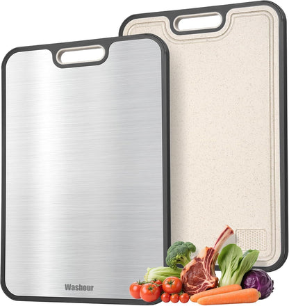 Titanium Cutting Board for Kitchen 16" X 11", 2-In-1 Non-Slip | Titanium/Pp Chopping Board– Safe & Odor-Free, Juice Groove & Spice Grinder, Large Surface1