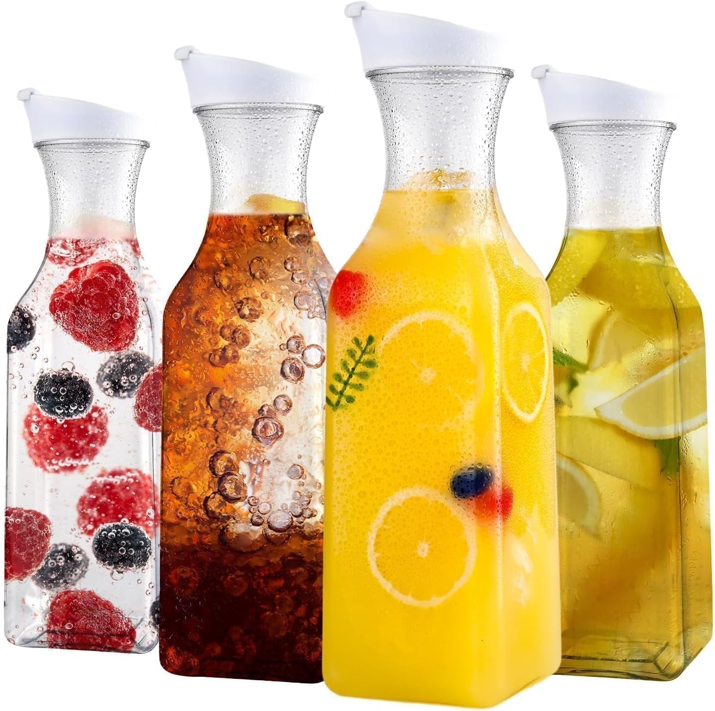 set-of-4-plastic-carafe-with-lid-50-oz-carafes-for-mimosa-bar-square-base-juice-containers-water-bottle-milk-container-clear-beverage-containers-for-fridge-hand-wash-only