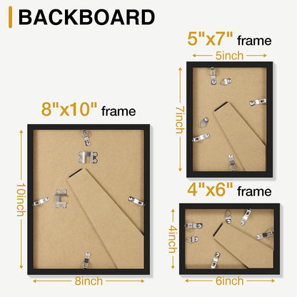 10 Pack Assorted Picture Frame Set for Wall & Tabletop, Black7