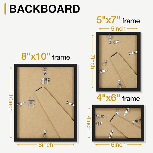 10 Pack Assorted Picture Frame Set for Wall & Tabletop, Black7