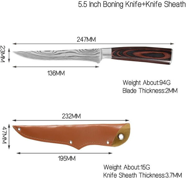 Meat Cleaver Knife, 5.5 Inch Fillet Knife Boning Knife Covers Sharp High Carbon Stainless Steel Pakkawood Handle for Meat and Poultry Tools (Size : Style 02)2
