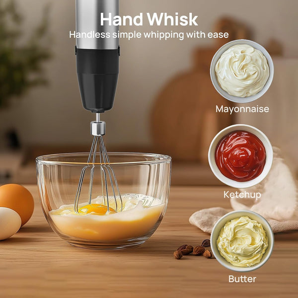 10-In-1 Immersion Hand Blender Max 1100W, Trigger Speed Control | Entire Stainless Steel Blender Shaft, 800Ml Beaker, 600Ml Chopper, Beaters, Frothers, Hooks, Masher, Whisk & 600Ml Cup11