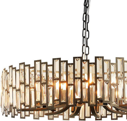 Crystal Chandeliers for Dining Room, Modern Geometric Chandelier round 14-Light Pendant Ceiling Light Fixture with Adjustable Chain in Black6