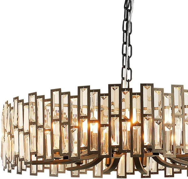 Crystal Chandeliers for Dining Room, Modern Geometric Chandelier round 14-Light Pendant Ceiling Light Fixture with Adjustable Chain in Black6