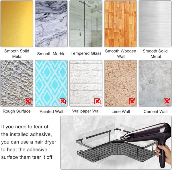 Shower Caddy Adhesive Replacement Pads, Waterproof Wall Mount Tape 4 Pack5