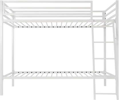 Bunk Bed Twin over Twin Size with Ladder and Guardrail,White7
