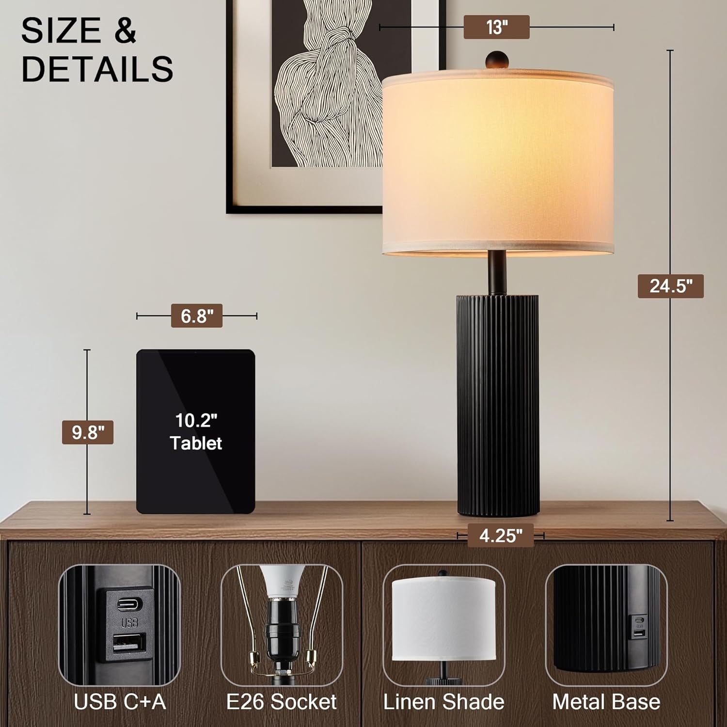 24-5-black-lamps-set-of-2-modern-table-lamps-for-living-room-with-usb-c-a-ports-creative-stripe-touch-lamps-for-nightstand-2-bulbs-included