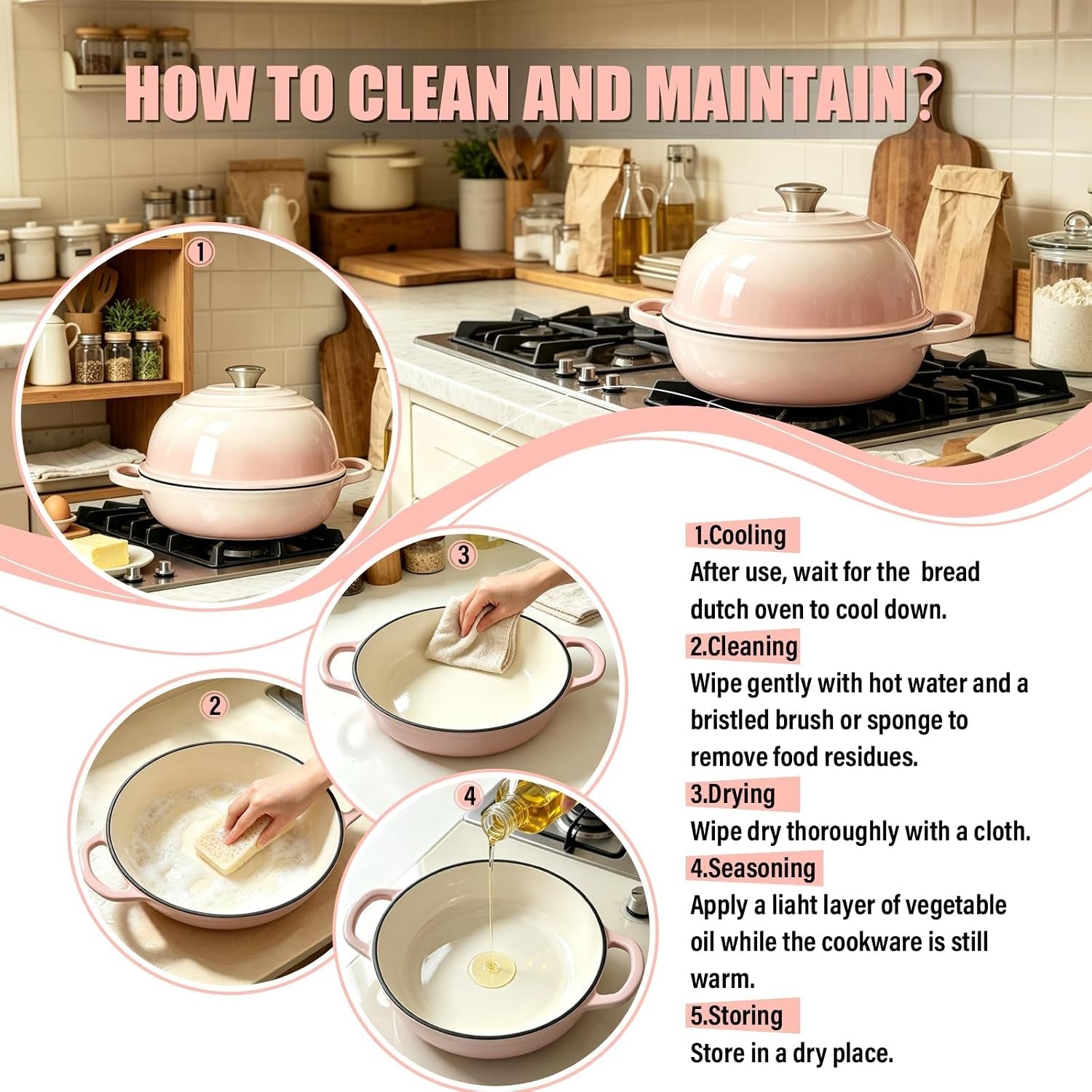 cast-iron-bread-dutch-oven-6qt-cream-enameled-with-lid-even-heat-and-steam-for-crispy-crust-easy-release-enamel-all-stovetops-safe-to-500f-for-sourdough-and-artisan-bread