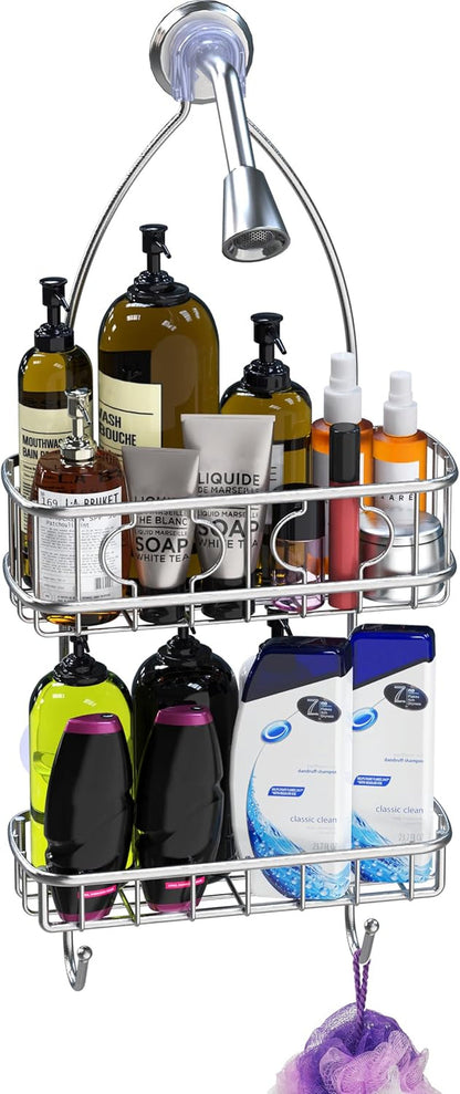 Stainless Steel Hanging Shower Head Caddy Organizer2