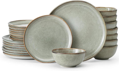 Stoneware Dinnerware Sets for 8, Reactive Glaze Plates and Bowls, Grey1
