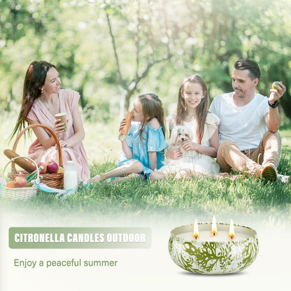 3 X 12Oz Citronella Candle Outdoor 3 Wick Soy Wax Citronella Candle Set Jar Candle up to 240Hrs Burning Outdoor Candles Home Garden Yard Balcony Summer Camping5