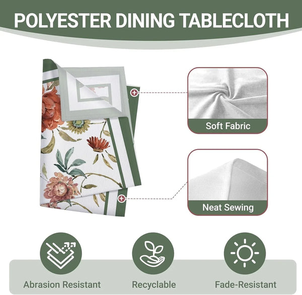Vintage Watercolor Floral Rectangle Tablecloth 60 X 84 Inches3