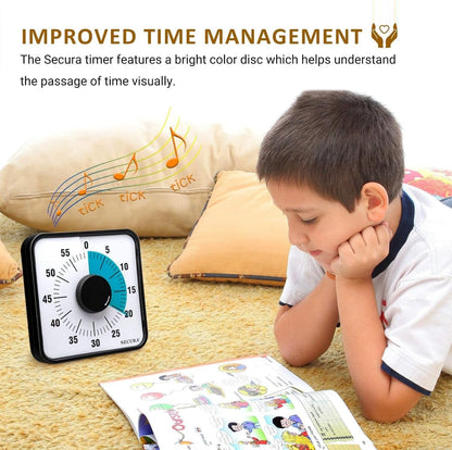60-Minute Visual Countdown Timer, 7.5-Inch Oversize Classroom Visual Timer for Kids and Adults, Durable Mechanical Kitchen Timer Clock with Magnetic Backing (Blue)3