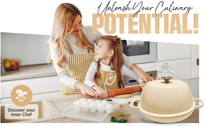 Enameled Cast Iron Dutch Oven Pot with Lid - Dutch Oven for Sourdough Bread Baking - with 5 Blade Bread Lame & Non-Stick Silicone Sling Perfect for Sourdough Breads & More. Cast Iton Enamel Braiser Pan with Lid (WHITE, 6 Quart Sourdough Pot)3
