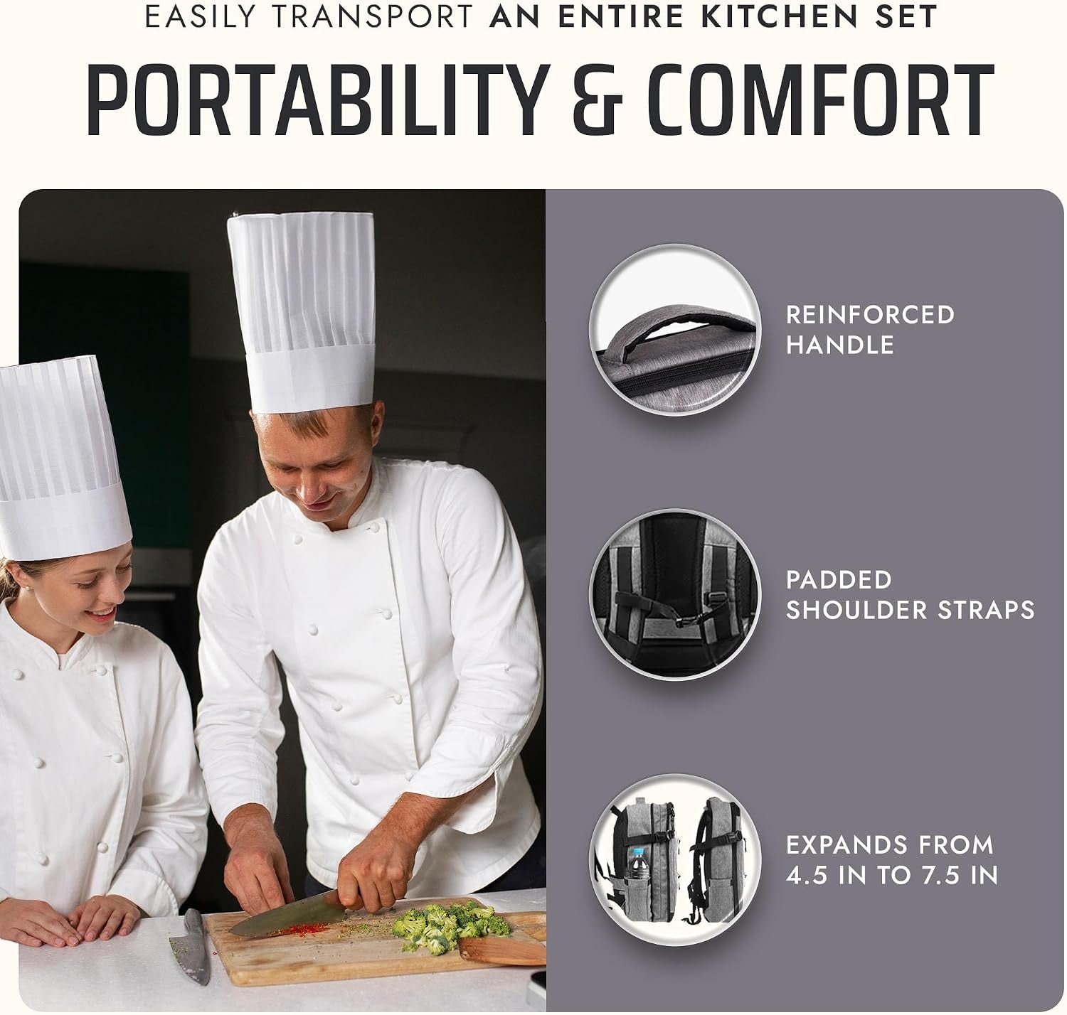 chef-knife-backpack-with-20-pocket-knife-roll-bag-over-30-storage-pockets-chef-bag-professional-backpack-for-chefs-and-culinary-students-knives-not-included-grey