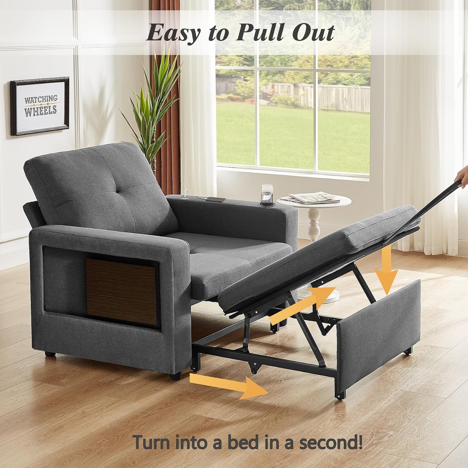 42-5-sleeper-chair-bed-3-in-1-convertible-reclining-sofa-chair-with-pull-out-couch-bed-adjustable-backrest-side-pockets-cup-holder-usb-ports-wing-table-premium-dark-gray