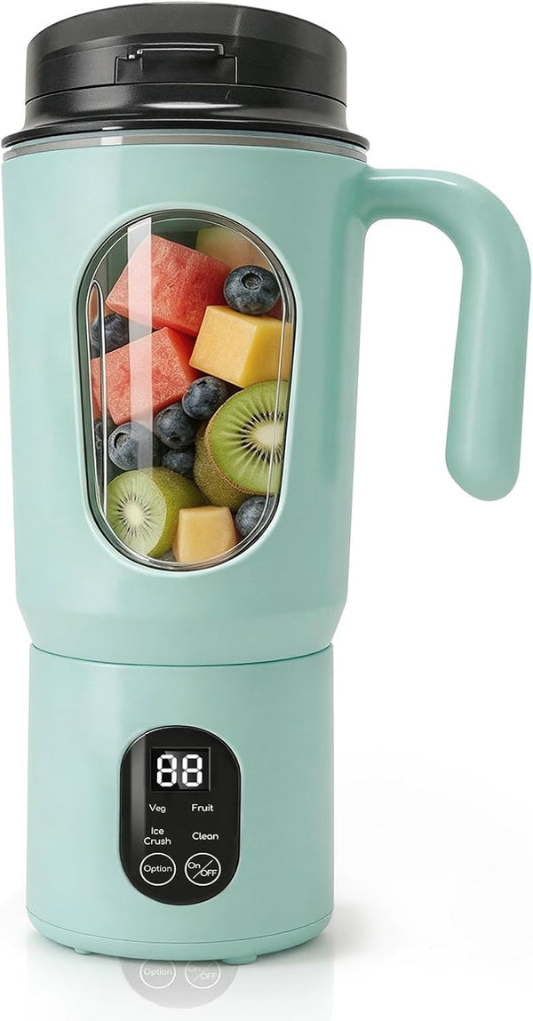 Personal Blender Smoothies, 580ML USB-C Rechargeable | Portable Blender Cup, 12-Blade Smoothie Maker with Travel Lid, Handle & LED Display for Gym, Office, Travel and Outdoor1