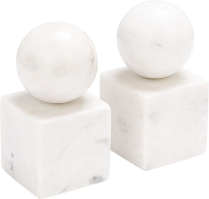 Creative Co-Op 2-Piece Marble Geometric Bookends, White1