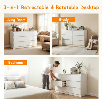 6 Drawer Dresser, Modern Wood Storage Cabinet with Hidden Handles7