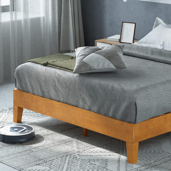 12 Inch Deluxe Wood Platform Bed / No Boxspring Needed / Wood Slat Support / Rustic Pine Finish, Queen (OLB-PWPBBO-12Q)7