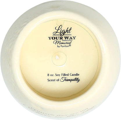 Pavilion 'In Memory, a Bit of Heaven' 19177 - White Ceramic Candle with Soy Wax in a Delicate Floral Scent, Thoughtful Sympathy, Remembrance, and Condolence Gift - 8 Ounces8