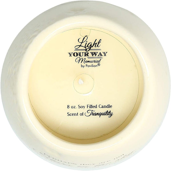 Pavilion 'In Memory, a Bit of Heaven' 19177 - White Ceramic Candle with Soy Wax in a Delicate Floral Scent, Thoughtful Sympathy, Remembrance, and Condolence Gift - 8 Ounces8