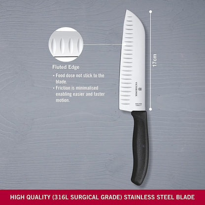 Victorinox Swiss Classic 7 Inch Santoku Knife, Granton Blade, Black2