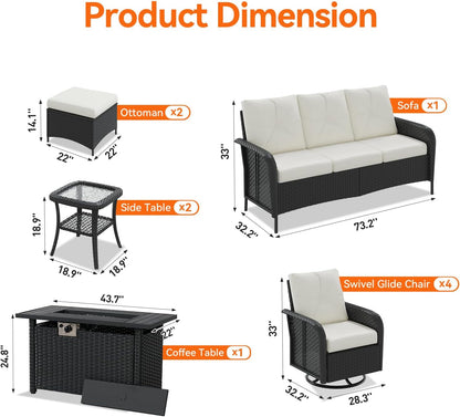 Luxury 10-Piece Patio Furniture Set, Black/Beige9