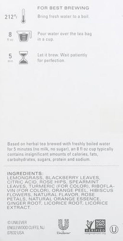 TAZO Wild Sweet Orange Herbal Tea Bags 20-Count Caffeine Free Unsweetened Hot Tea with Orange Peel Lemongrass Citrus Herbs Licorice Root Natural Flavors Non-Gmo Kosher7
