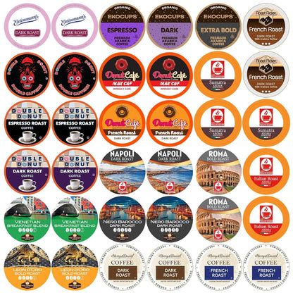 Dark Roast Coffee Variety Pack Single Serve Pods, 36 Count | 36 Assorted Dark Roast Coffee Pods with Italian, French, Espresso and Sumatran Blends, Compatible with Keurig K-Cup Brewers.1