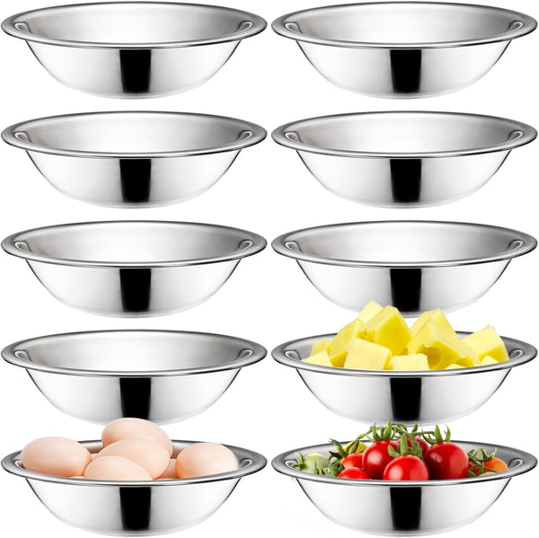 10 Pack Small Stainless Steel Bowls, 6 1/2 Inch Wide Kitchen Metal Bowl with Flat Base, 3/4 Quart Prep Bowls for Meal Prep, Cooking, Serving, Baking1