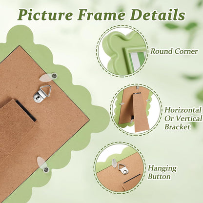 4X6 Inches Light Green Flower Wavy Scalloped Picture Frame Cute3