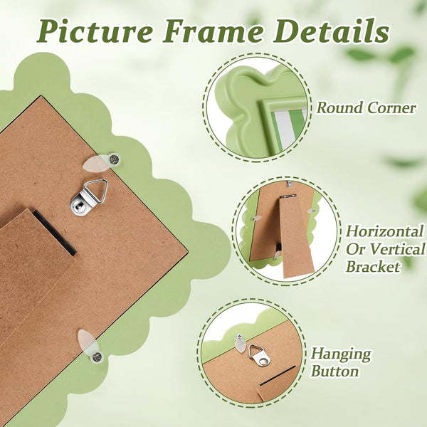 4X6 Inches Light Green Flower Wavy Scalloped Picture Frame Cute3