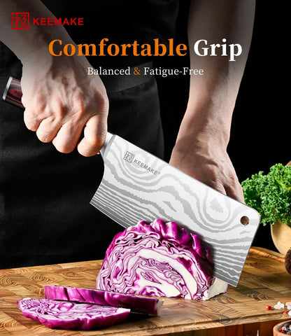 7 Inch Meat Cleaver Knife, Ultra Sharp 58+ HRC Butcher Knife3